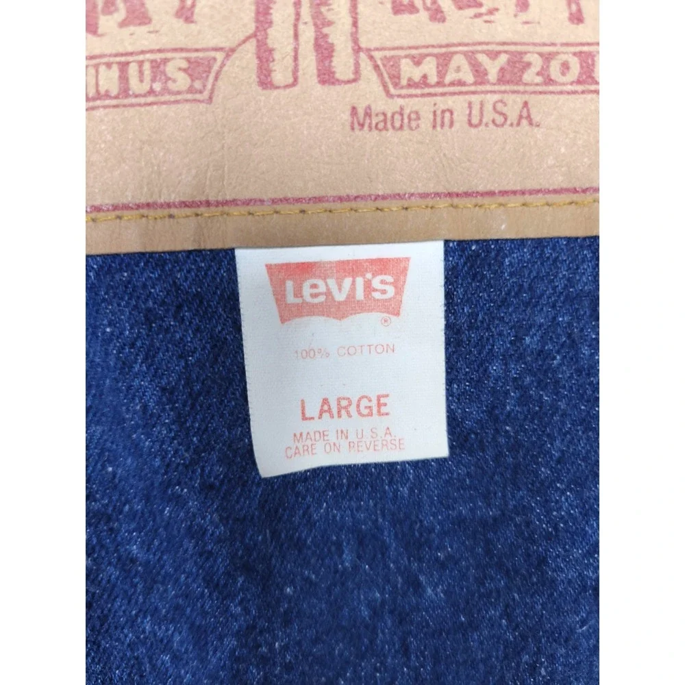 Vintage Levis Denim Duster‎ Coat Mens Large Blue Corduroy Collar USA 75070